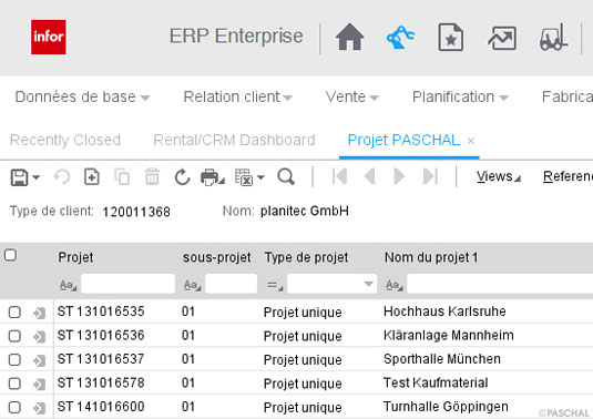 ERP Rental - Projets PASCHAL