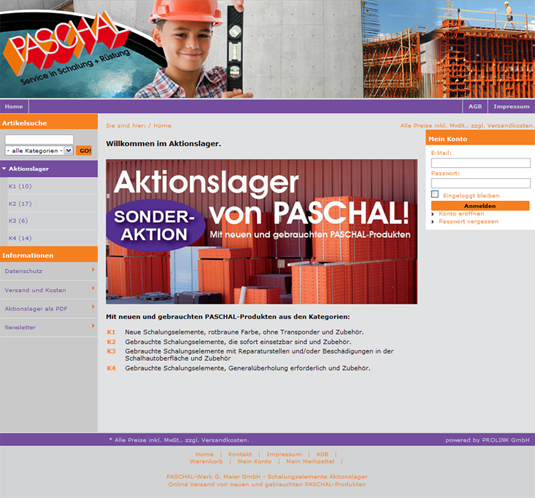 PASCHAL Aktionslager (Webshop)